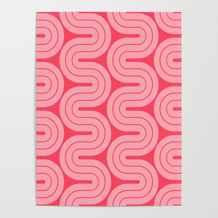 70s Throwback Wavy Stripes Pattern Poster