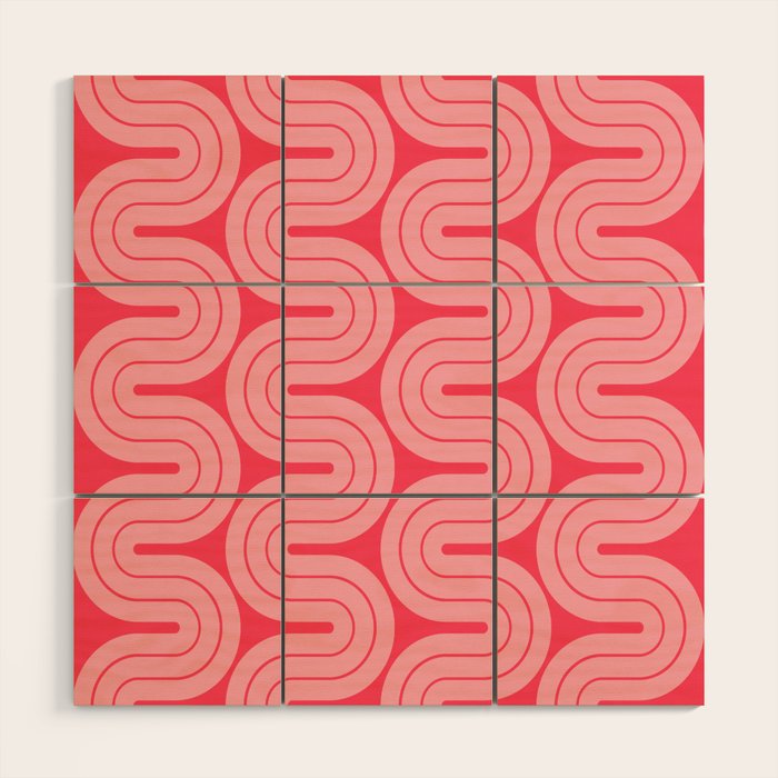 70s Throwback Wavy Stripes Pattern Wood Wall Art