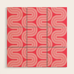 70s Throwback Wavy Stripes Pattern Wood Wall Art