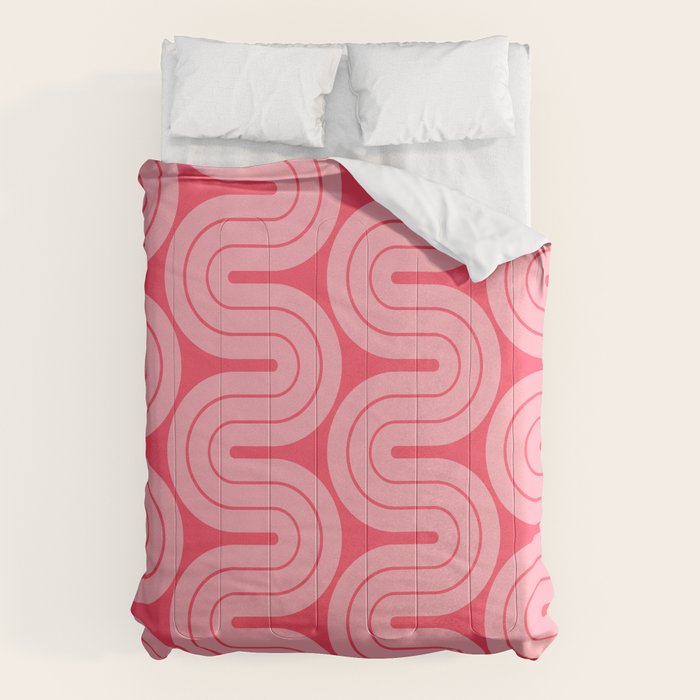 70s Throwback Wavy Stripes Pattern Comforter