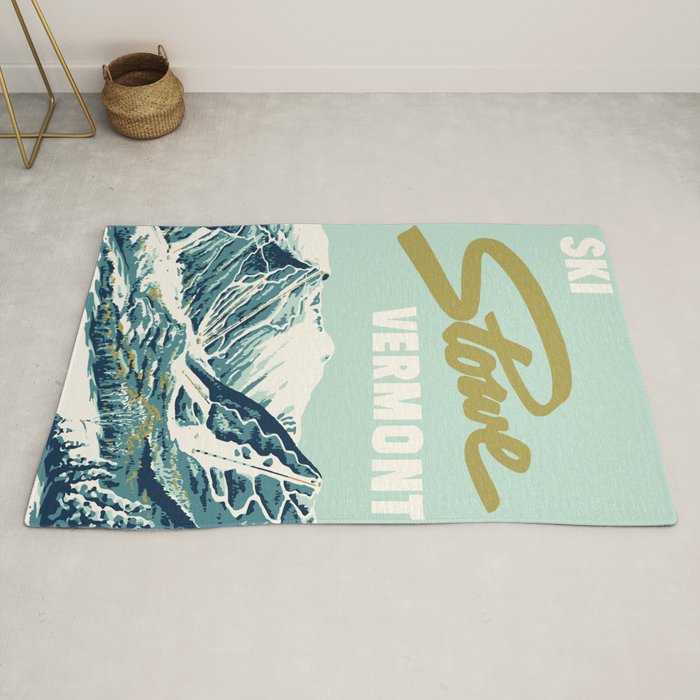 2021 Ski Stowe Vermont Vintage Poster  Rug