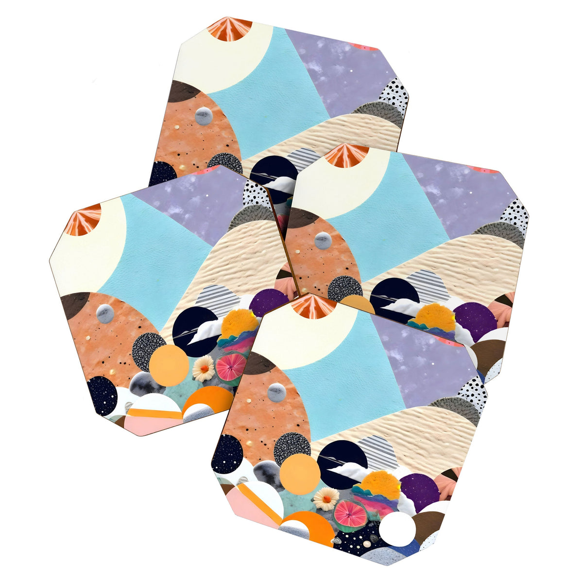 A Fantastic Journey, Graphic Collage Eclectic, Cutout Pop Art Contemporary, Snow Mountain Winter Textures Patterns, Geometric Digital Coaster