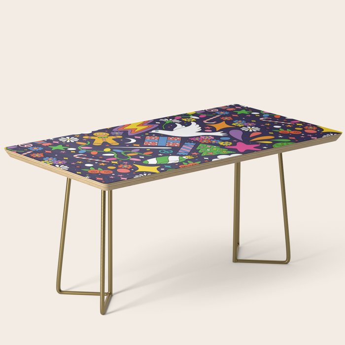 60s 70s psychedelic Modern Christmas Confetti Pattern Coffee Table