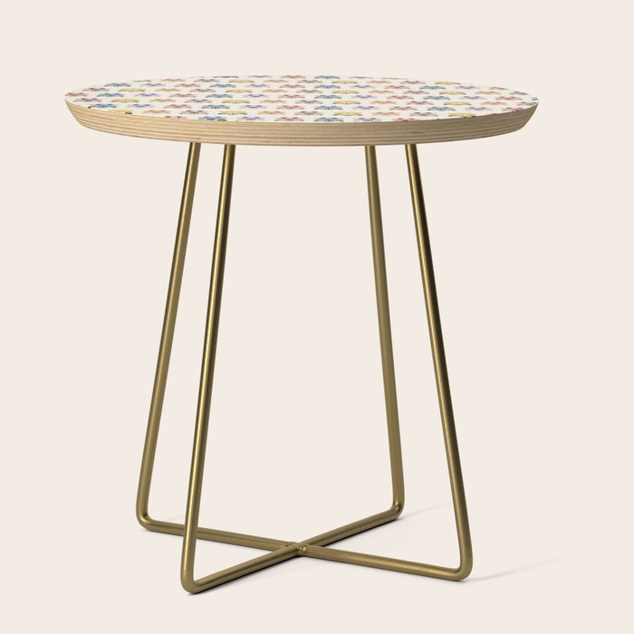 70s Retro Florals Pattern with Linen Texture Side Table