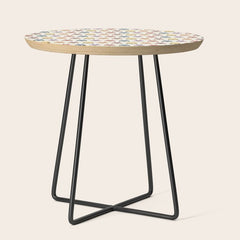 70s Retro Florals Pattern with Linen Texture Side Table