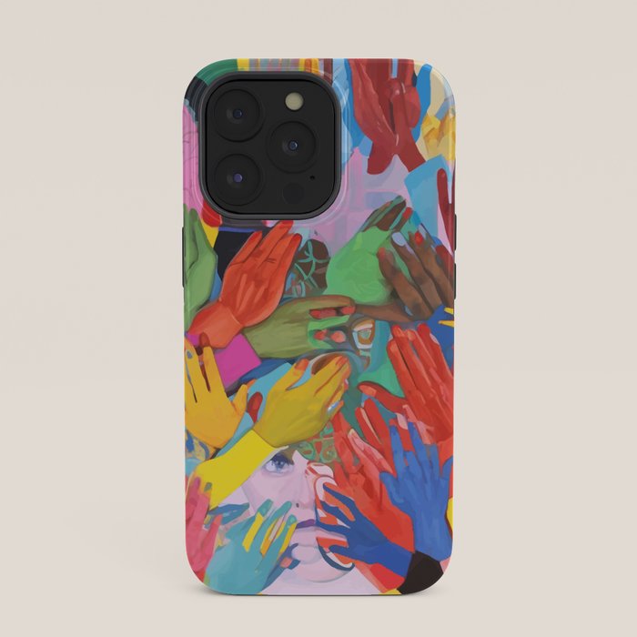 A Hand Is All We Need, Abstract Human Face Community, Humanity People Colorful Concept Positivity iPhone Case