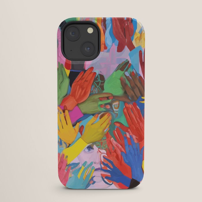 A Hand Is All We Need, Abstract Human Face Community, Humanity People Colorful Concept Positivity iPhone Case