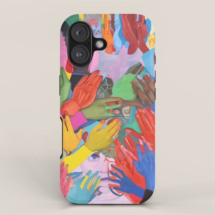 A Hand Is All We Need, Abstract Human Face Community, Humanity People Colorful Concept Positivity iPhone Case