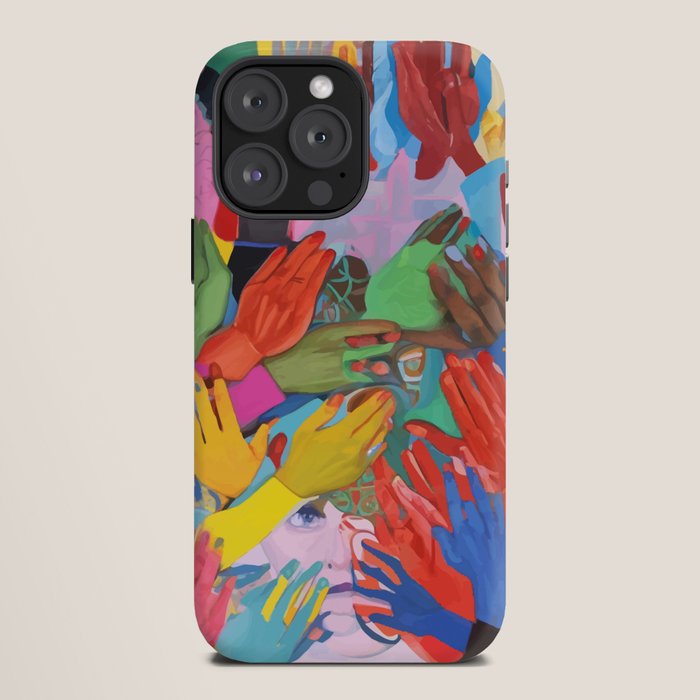 A Hand Is All We Need, Abstract Human Face Community, Humanity People Colorful Concept Positivity iPhone Case