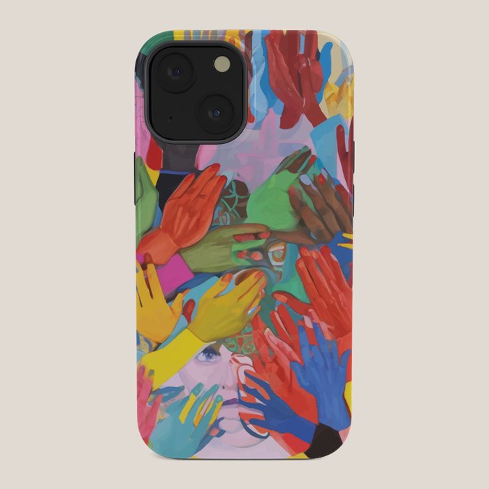 A Hand Is All We Need, Abstract Human Face Community, Humanity People Colorful Concept Positivity iPhone Case
