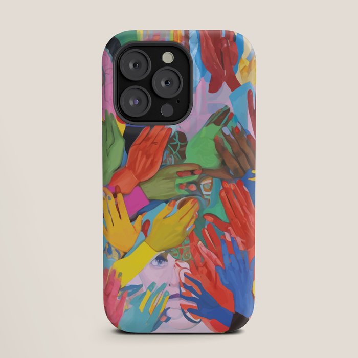 A Hand Is All We Need, Abstract Human Face Community, Humanity People Colorful Concept Positivity iPhone Case