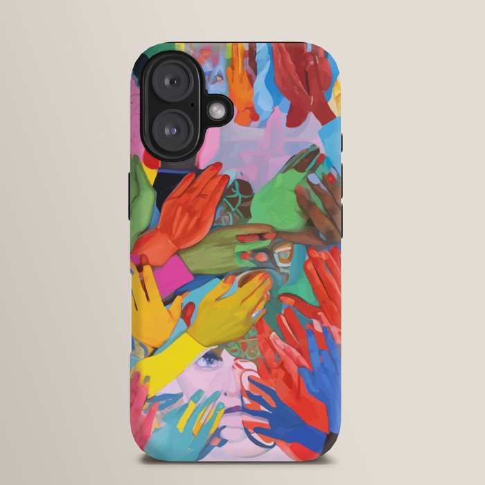 A Hand Is All We Need, Abstract Human Face Community, Humanity People Colorful Concept Positivity iPhone Case