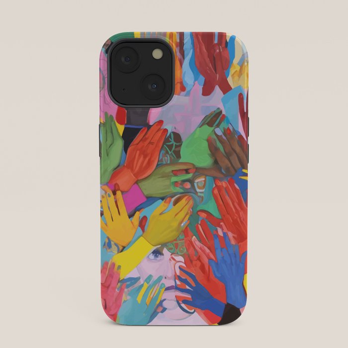 A Hand Is All We Need, Abstract Human Face Community, Humanity People Colorful Concept Positivity iPhone Case