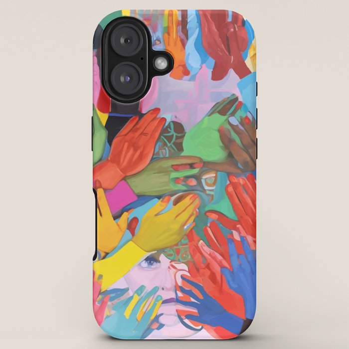 A Hand Is All We Need, Abstract Human Face Community, Humanity People Colorful Concept Positivity iPhone Case