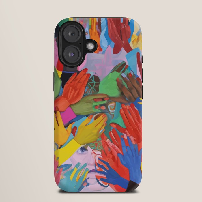 A Hand Is All We Need, Abstract Human Face Community, Humanity People Colorful Concept Positivity iPhone Case