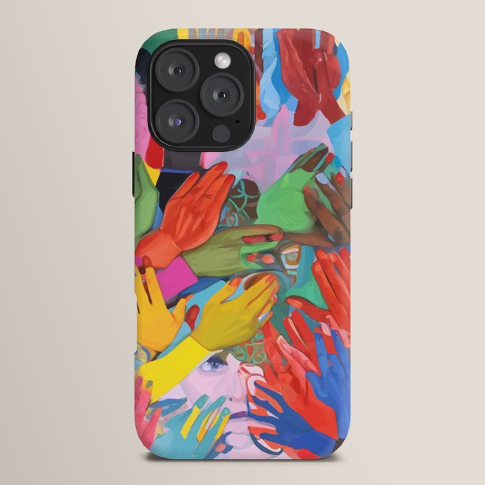 A Hand Is All We Need, Abstract Human Face Community, Humanity People Colorful Concept Positivity iPhone Case