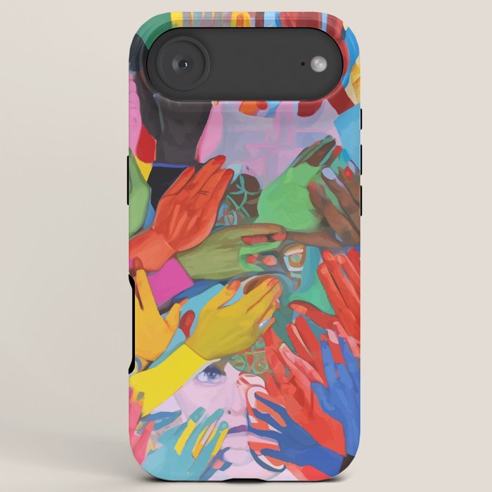 A Hand Is All We Need, Abstract Human Face Community, Humanity People Colorful Concept Positivity iPhone Case