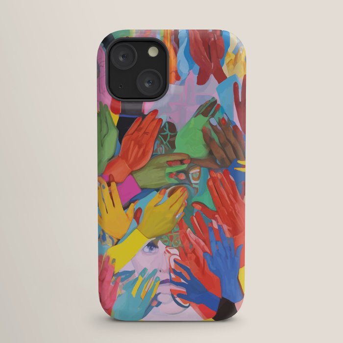 A Hand Is All We Need, Abstract Human Face Community, Humanity People Colorful Concept Positivity iPhone Case