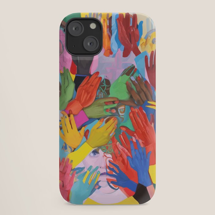 A Hand Is All We Need, Abstract Human Face Community, Humanity People Colorful Concept Positivity iPhone Case