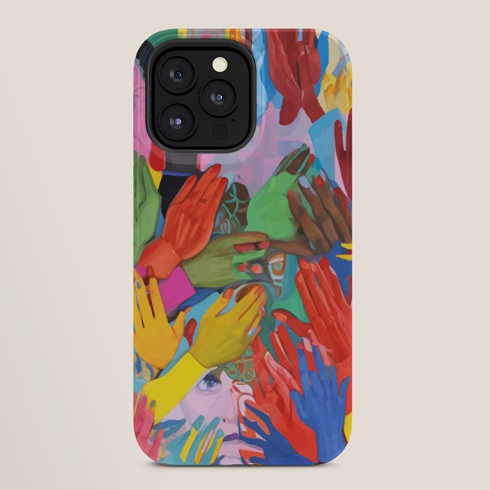 A Hand Is All We Need, Abstract Human Face Community, Humanity People Colorful Concept Positivity iPhone Case
