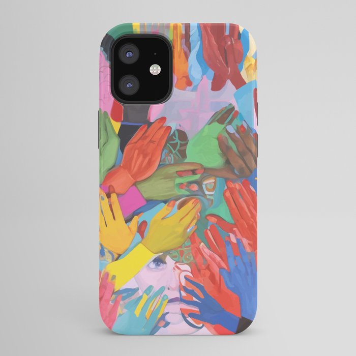 A Hand Is All We Need, Abstract Human Face Community, Humanity People Colorful Concept Positivity iPhone Case