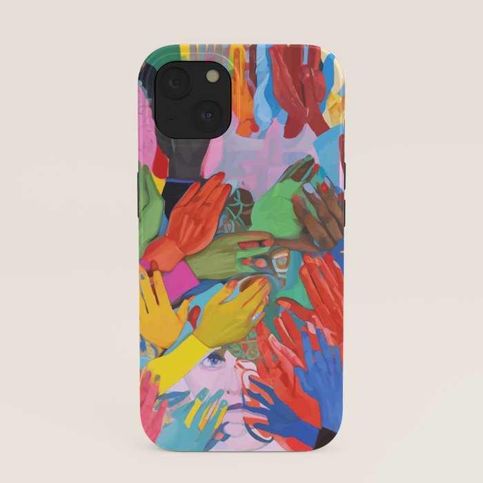 A Hand Is All We Need, Abstract Human Face Community, Humanity People Colorful Concept Positivity iPhone Case