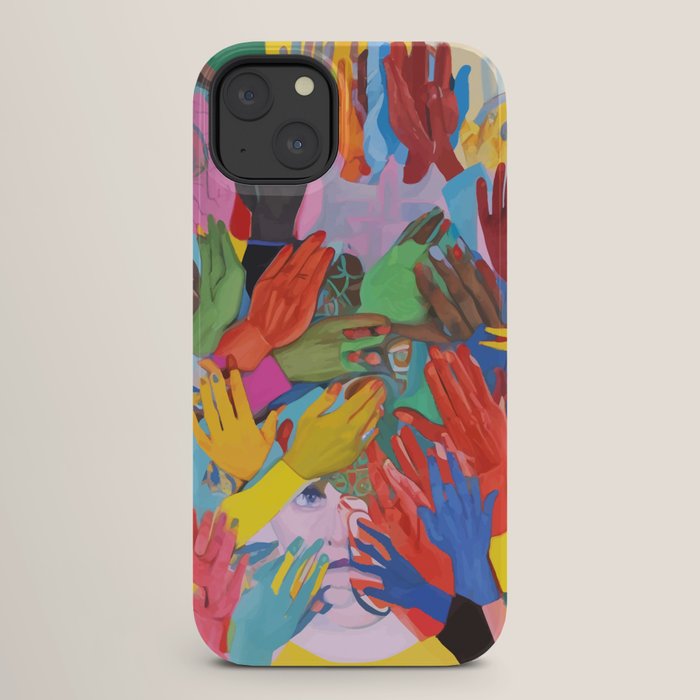 A Hand Is All We Need, Abstract Human Face Community, Humanity People Colorful Concept Positivity iPhone Case