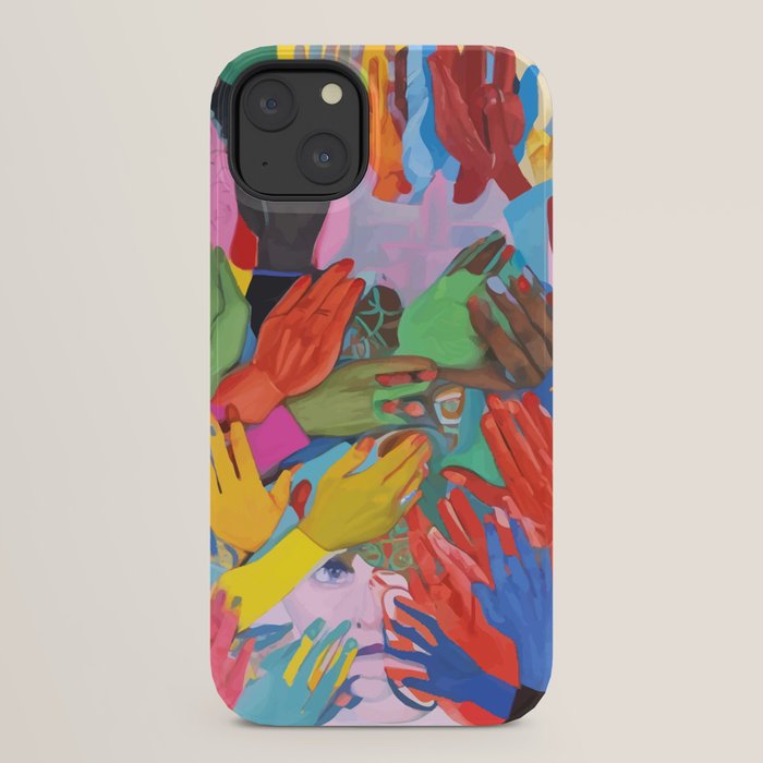 A Hand Is All We Need, Abstract Human Face Community, Humanity People Colorful Concept Positivity iPhone Case