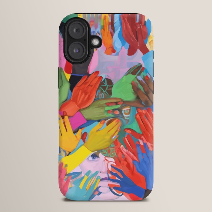 A Hand Is All We Need, Abstract Human Face Community, Humanity People Colorful Concept Positivity iPhone Case