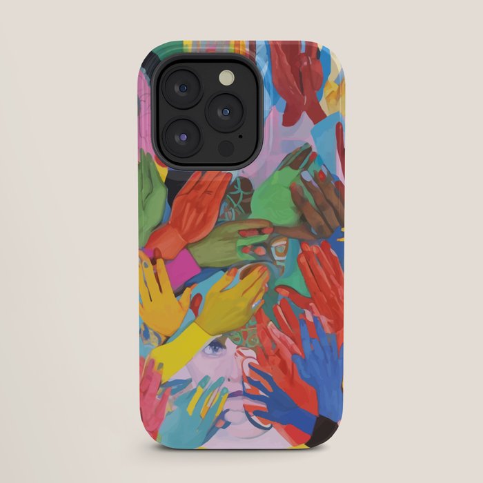 A Hand Is All We Need, Abstract Human Face Community, Humanity People Colorful Concept Positivity iPhone Case