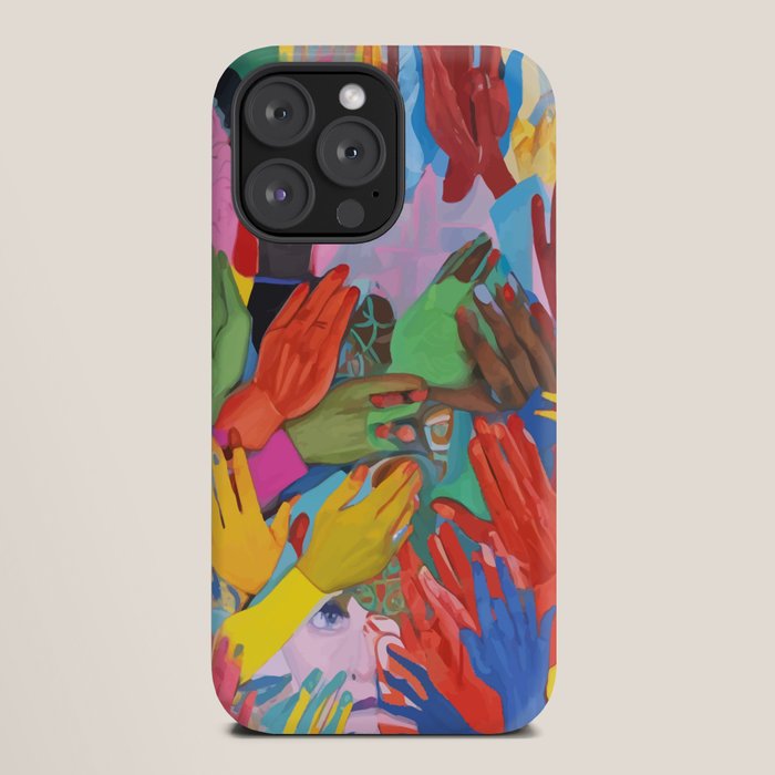 A Hand Is All We Need, Abstract Human Face Community, Humanity People Colorful Concept Positivity iPhone Case