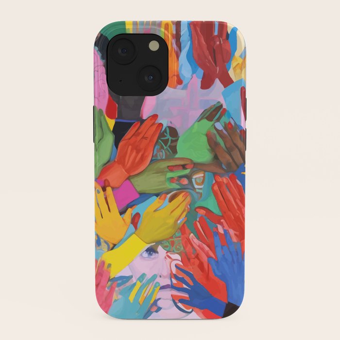 A Hand Is All We Need, Abstract Human Face Community, Humanity People Colorful Concept Positivity iPhone Case