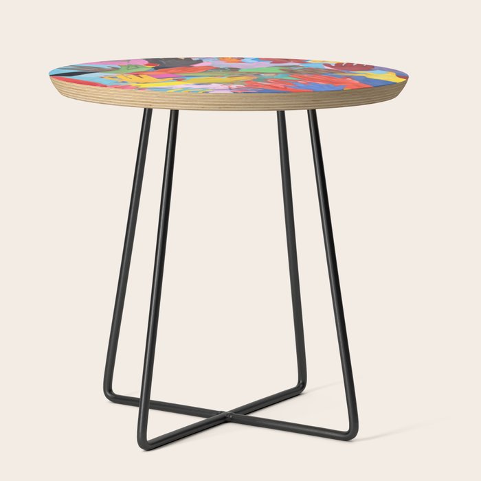A Hand Is All We Need, Abstract Human Face Community, Humanity People Colorful Concept Positivity Side Table
