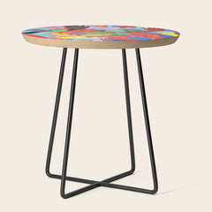 A Hand Is All We Need, Abstract Human Face Community, Humanity People Colorful Concept Positivity Side Table