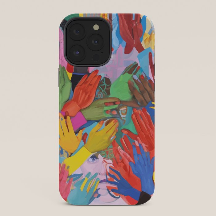 A Hand Is All We Need, Abstract Human Face Community, Humanity People Colorful Concept Positivity iPhone Case