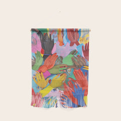 A Hand Is All We Need, Abstract Human Face Community, Humanity People Colorful Concept Positivity Wall Hanging