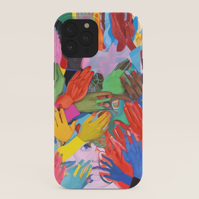 A Hand Is All We Need, Abstract Human Face Community, Humanity People Colorful Concept Positivity iPhone Case