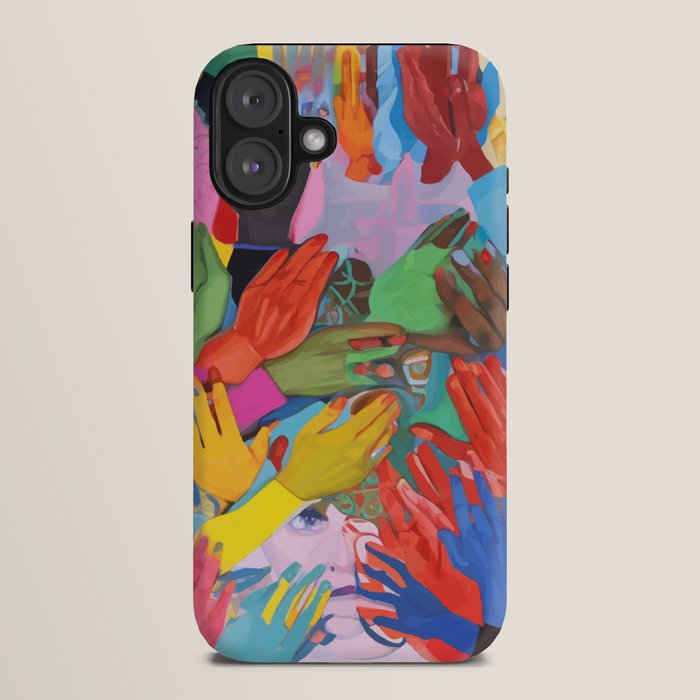 A Hand Is All We Need, Abstract Human Face Community, Humanity People Colorful Concept Positivity iPhone Case