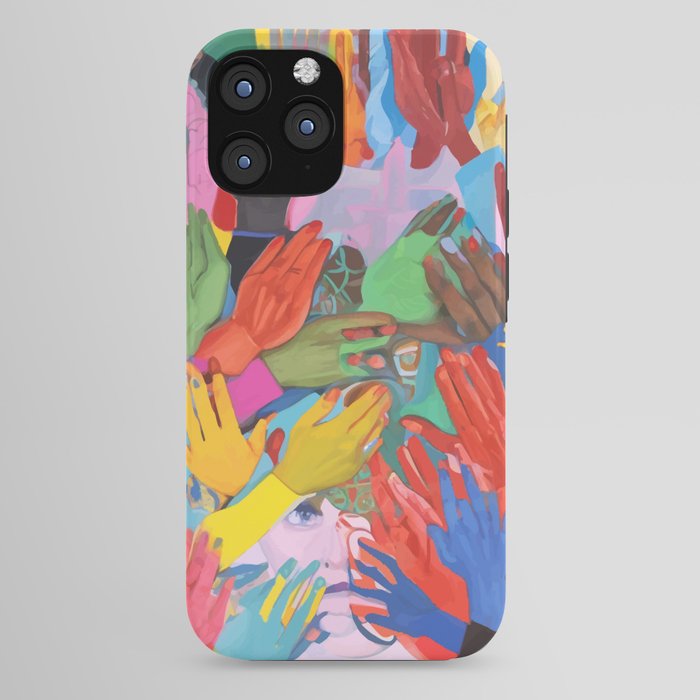 A Hand Is All We Need, Abstract Human Face Community, Humanity People Colorful Concept Positivity iPhone Case