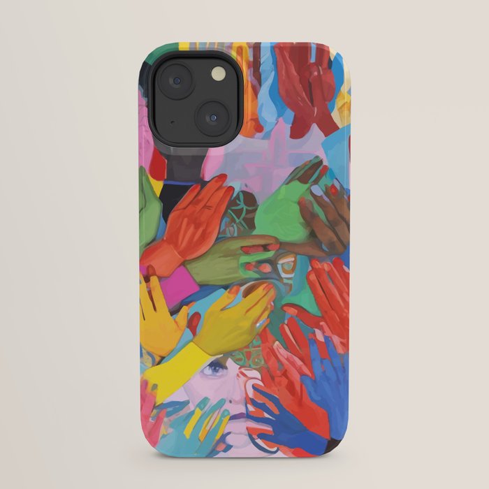 A Hand Is All We Need, Abstract Human Face Community, Humanity People Colorful Concept Positivity iPhone Case