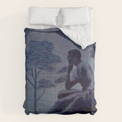 "Give me nights perfectly quiet...and I looking up at the stars" Leaves of Grass by Margaret Cook Comforter