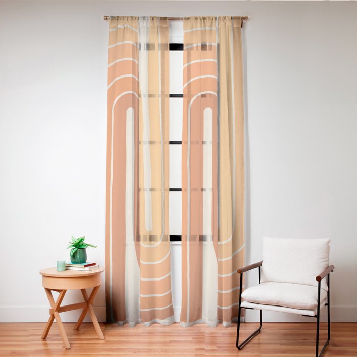 70s Retro Vintage Style Minimal Design 553 Window Curtain