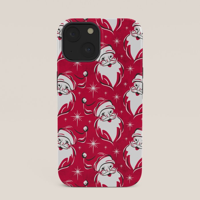 Tis The Season Retro Santa Red White Pattern iPhone Case