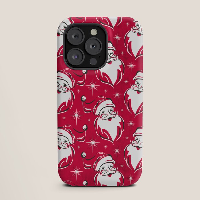Tis The Season Retro Santa Red White Pattern iPhone Case