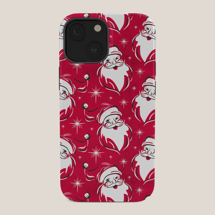 Tis The Season Retro Santa Red White Pattern iPhone Case