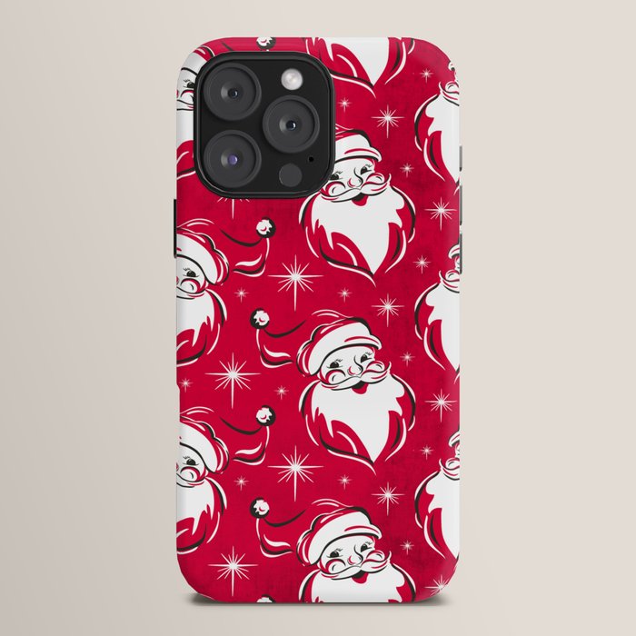 Tis The Season Retro Santa Red White Pattern iPhone Case
