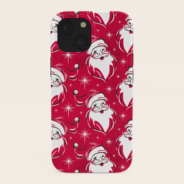 Tis The Season Retro Santa Red White Pattern iPhone Case