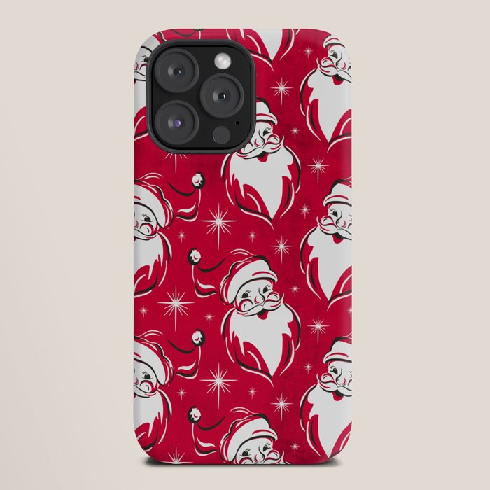 Tis The Season Retro Santa Red White Pattern iPhone Case