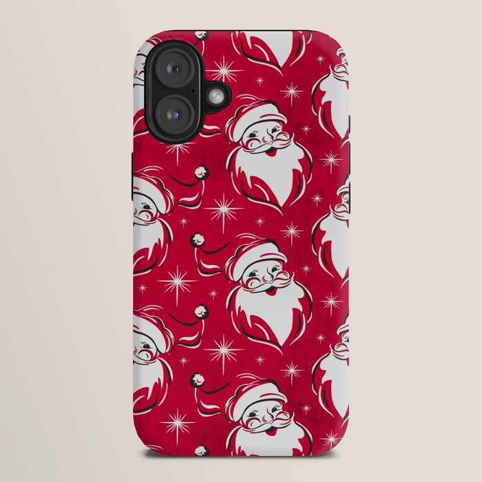 Tis The Season Retro Santa Red White Pattern iPhone Case