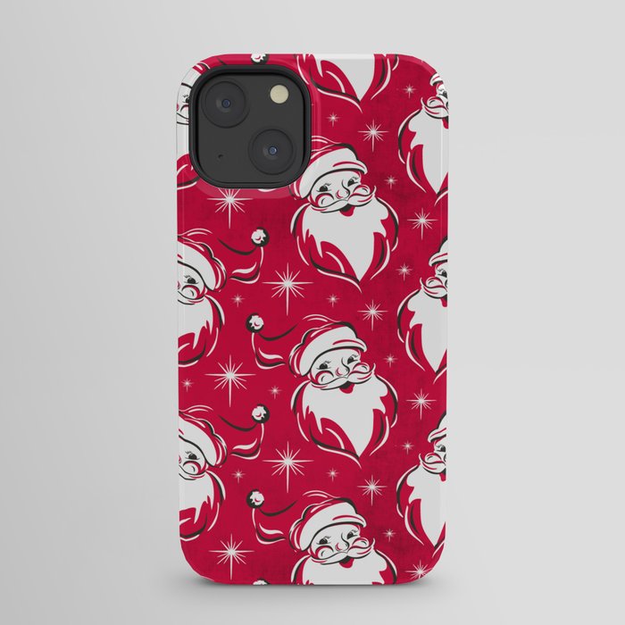 Tis The Season Retro Santa Red White Pattern iPhone Case